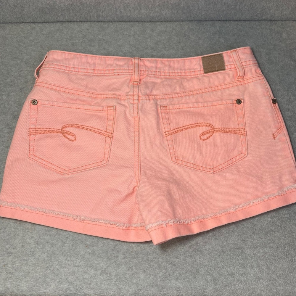 Justice Denim Shorts Girls Size 12.5 Pastel Peach Pink Summer Casual EUC - Picture 2 of 9